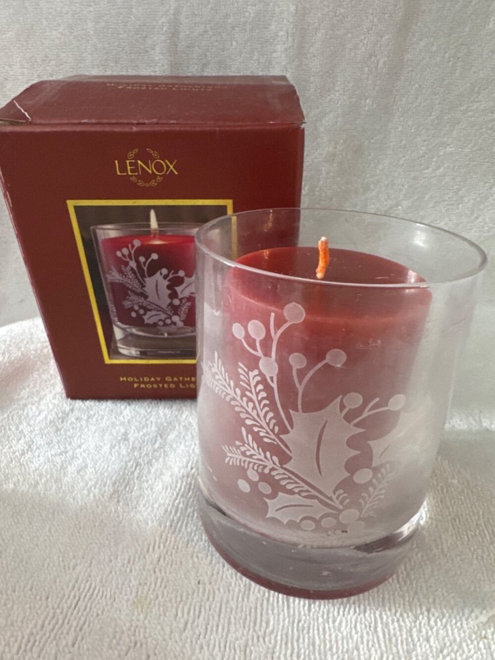 Lenox Holiday Gatherings Frosted Lights Candle NIB